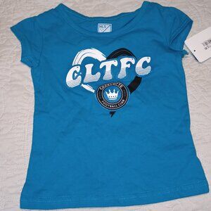 NEW Charlotte FC Toddler Girl's Team Logo Short Sleeve T-Shirt Blue